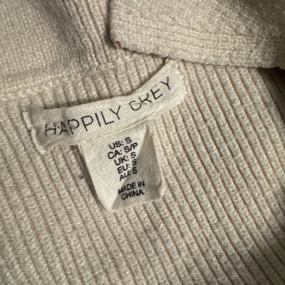 Cream Black Striped Collared Sweater – Women’s Small – Ribbed Knit Polo Style - Picture 3 of 4